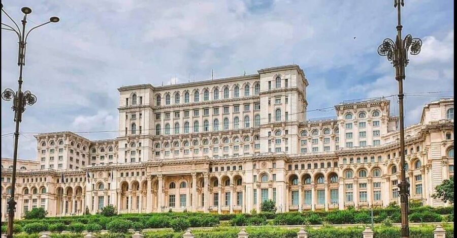 Bucharest Panoramic City Tour & Street Food - Parliament Palace area: exterior scale, plus the stories behind it