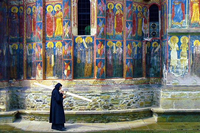 Day trip from Iasi to the UNESCO Painted Monasteries in Bucovina - Voronet: the fast-built monastery with the famous fresco color