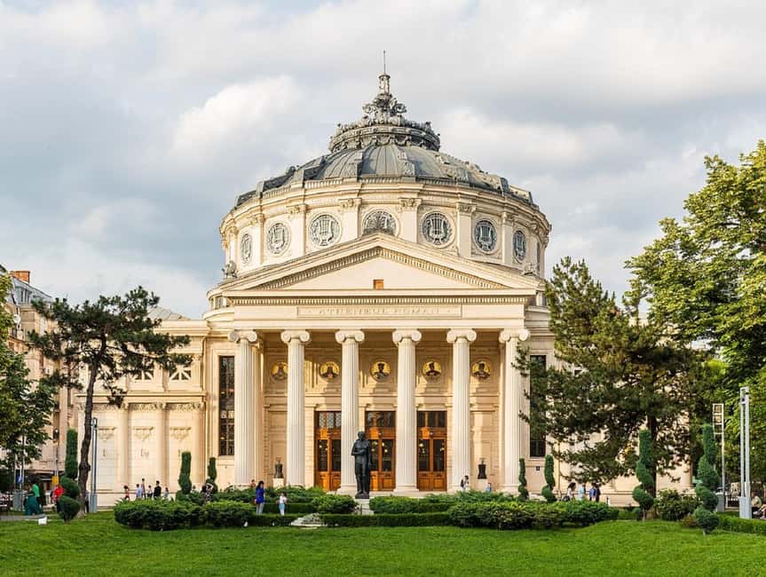 Guided Bus Tour: Parliament, Ceausescu Mansion, Village Park - Romanian Athenaeum, Belle Epoque streets, and Old Center energy